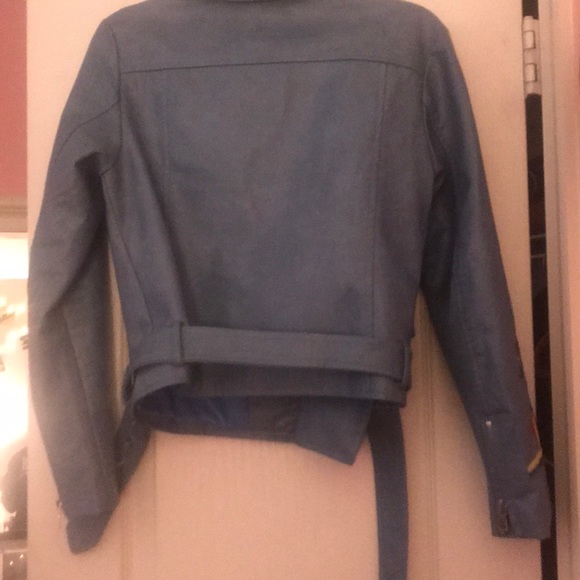 Blue embroidered leather jacket - Picture 3 of 4